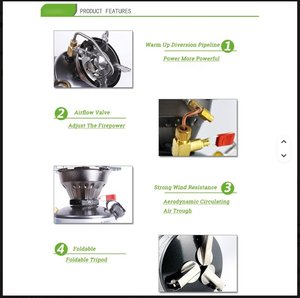 Réchaud de camping portable et pliable à gaz butane, léger, intégré, haute puissance, coupe-vent, avec allumage - Product Image 4