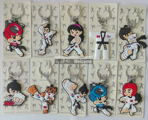 10 + Năm Nhà Máy 3D Mềm Dễ Thương Cao Su PVC Sản Phẩm Khuyến Mại Tùy Chỉnh Kawaii Kid Taekwondo Móc Chìa Khóa Keychain - Product Image 2