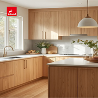 Meuble de cuisine en contreplaqué mélaminé style bois grainé moderne Alland, design luxueux, facile à assembler