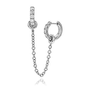 ต่างหูห่วงโซ่ประดับอัญมณีสีเงิน18K สีทอง925สวยสง่าสำหรับผู้หญิง - Product Image 3