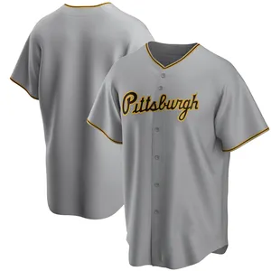 男子匹兹堡队棒球衫灰色客场复制队球衣棒球服定制棒球衫