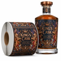 Étiquettes autocollantes en vinyle personnalisées, résistantes aux rayures, aux UV, avec estampage or pour bouteilles de vin, de whisky et de liqueurs