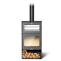 Poêle à bois d'intérieur écologique et durable de 13,9 kW avec four et rangement pour bûches, pour le chauffage et la cuisson