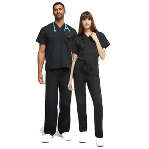 Yüksek kaliteli tıbbi hemşire hastane scrubs üniforma setleri joggers hemşirelik scrubs streç hemşire üniforması