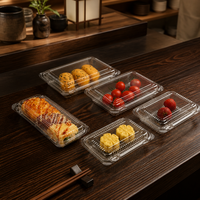 Contenitore in Plastica Trasparente PET con Coperchio a Cerniera per Sushi, Pasticceria e Frutta - Vendita all'Ingrosso