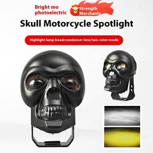 Phare de <span class=keywords><strong>moto</strong></span> LED à <span class=keywords><strong>faisceau</strong></span> haut et bas projecteur de crâne noir véhicules électriques externes étanche voiture jaune transfrontalière 12V - Product Image 2