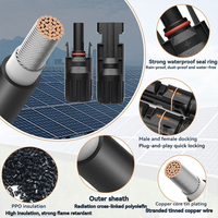 Kit de Conector de Cable para Panel Solar XT60-XLPO con Conductor de Cobre, Goma, Resistencia al Agua IP67, 300V 16A, Adaptador Hembra SAE para Energía Portátil
