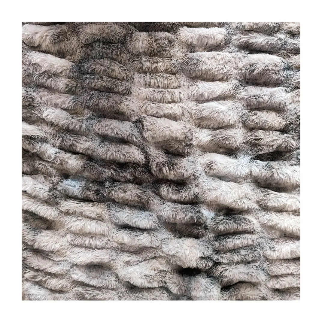 Blankets designer rabbit fur fabric custom rolls Knitted polyester spandex faux fur plush fabric