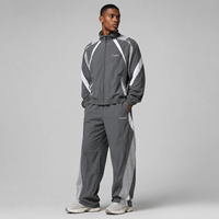 Ensemble de survêtement pour homme personnalisé OEM ODM, veste coupe-vent en nylon, pantalon à jambe droite, panneau contrastant, vêtements streetwear, fabricant