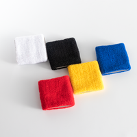 Vente en gros de bandes de poignet de tennis en coton élastique antidérapantes réutilisables, brodées, pour la gym et le sport, avec logo personnalisé