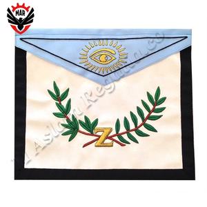 Delantal de cuero masónico de rito escocés de 14 grados hecho a mano con logotipo bordado para protección - Product Image 2