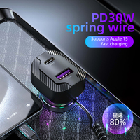 2024 nouveau téléphone portable Pd QC rapide double 2 Type C 1 Usb Usbc 3 ports Led adaptateur de charge rapide chargeur de voiture en métal
