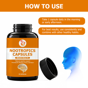 Suplemento para el Cuidado de la Salud, Cápsulas Nootrópicas para el Apoyo Cerebral con Vitamina B1 y B6, Suplemento para una Mayor Concentración y Salud Cerebral - Product Image 2