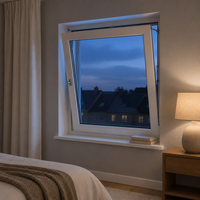 Fenêtre oscillo-battante avec verrouillage enfant, double vitrage en verre trempé, fenêtre en aluminium pour appartement et balcon