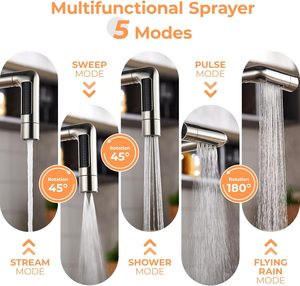 Single-Hole <strong>Stainless</strong> Steel Touchless Kitchen Faucet Motion Sensor <strong>5</strong> Modes Pull Sprayer Cupc Certified <strong>Brushed</strong> Nickel Finish - Product Image 3