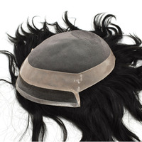 Mono fino de P1-3-5 para hombre, tupé de poliéster, mono frontal, peluca de cabello humano