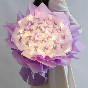 Fai da te bouquet di farfalle fatte a mano pacchetto materiale fiore di farfalla a LED luce regalo di <span class=keywords><strong>compleanno</strong></span> decorazione <span class=keywords><strong>per</strong></span> festa di nozze - Product Image 2