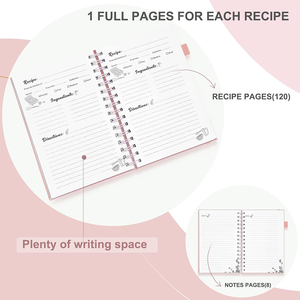 Carnet de recettes vierge à spirale et couverture rigide <span class=keywords><strong>pour</strong></span> journal de cuisine personnalisé, organiseur de papeterie, cadeau de cuisine - Product Image 3
