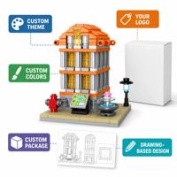Set de Construcción de Bloques Industriales Personalizados con Mapa, Letrero y Fuente, Juguetes Únicos para Niños, Decoración de Escritorio de Oficina y Diversión
