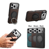 Coque magnétique 360° pour iPhone 18 Pro Max °   Support rotatif avec boucle annulaire en similicuir givré 17 Air 16 15 14 13 12