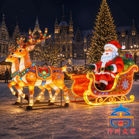 Lanterne géante artisanale en soie représentant Père Noël et rennes sur traîneau pour la décoration extérieure des places lors des festivals occidentaux