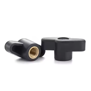 Ensemble de boutons de pouce noirs avec poignée de bouton en laiton trou en plastique vis écrou de serrage extrémité filetée écrous moletés accessoire de tournevis - Product Image 3