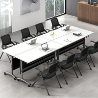 Table de bureau pliable réglable avec roulettes, table de conférence, table de réunion, bureau pour immeuble de bureaux, salle de réunion, formation