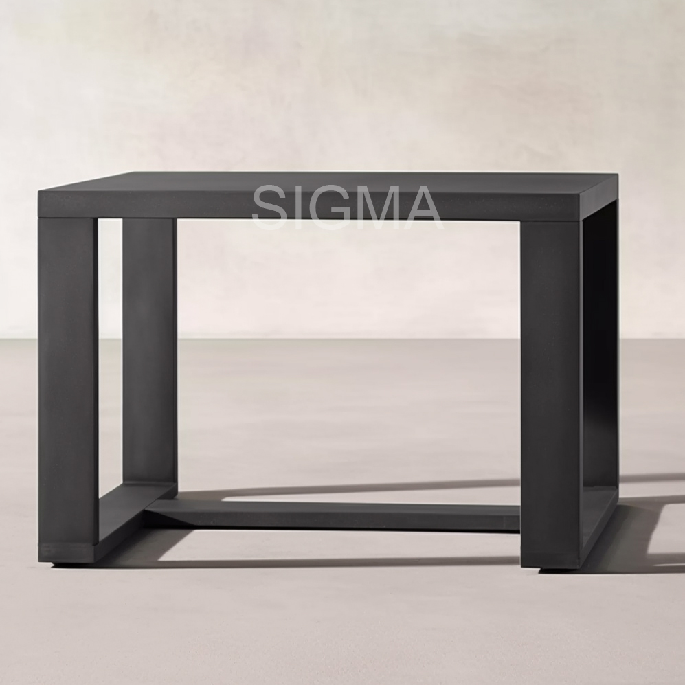 Factory design minimalism style outdoor furniture patio garden broad planks design with chairs aluminum dining table set