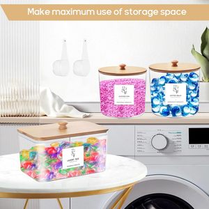 3 Pack Large <b>Plastic</b> Organizer Laundry Room Detergent Storage Organization and <b>Container</b> Jars with Lids - Product Image 5