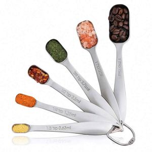 Heavy Duty Stainless Steel <b>Measuring</b> <b>Spoons</b> Eco-Friendly Slim Handles for Narrow Spice Jars 7 PCS 18/0 SS <b>Measuring</b> <b>Spoon</b> - Product Image 1