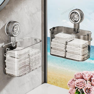 Étagère murale rectangulaire à ventouse puissante pour salle de bain, sans perçage, durable, multi-usages, rangement sous évier - Product Image 1