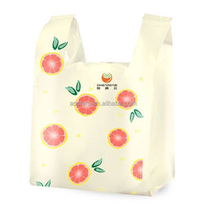 Kekuatan besar tas mudah terurai 100% tas rompi kaus belanja plastik murah untuk belanja dengan logo - Product Image 3