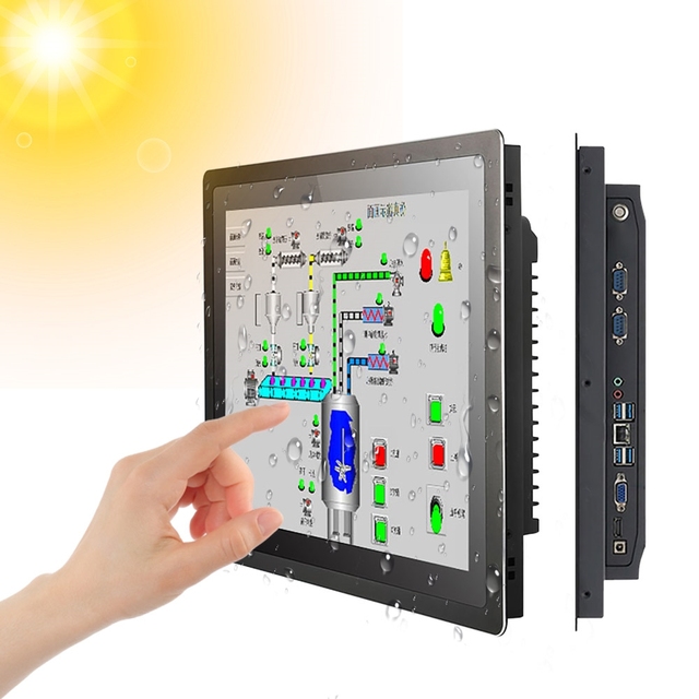 OEM Customized Outdoor Readable Sun IP65 Rainproof TFT X86 J1900 10-Point Capacitive Touch All-in-One Industrial Panel PC High