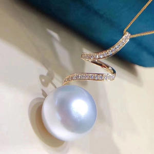 S925 <b>Silver</b> Pendant with 8-11mm Round Beads DIY <b>Pearl</b> Accessories Simple S-shaped <b>Necklace</b> Stand 30309 - Product Image 4