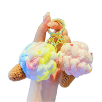 Porte-clés en peluche de crème glacée tricoté créatif couleur bonbon sac souple pendentif griffe Machine poupée mignonne porte-clés de crème glacée en peluche