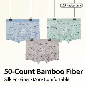 Calzoncillos bóxer estampados para hombre, ropa interior de punto de fibra de bambú, transpirables, de tiro medio, con refuerzo, para uso diario - Product Image 5