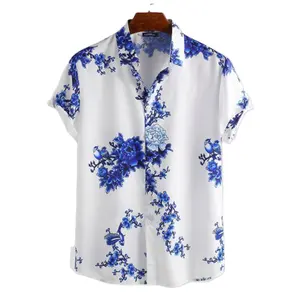 Summer Floral Print Shirt For Men Casual Hawaiian Shirt Printed Short Sleeve Beach Wear Leisure Male Blouse