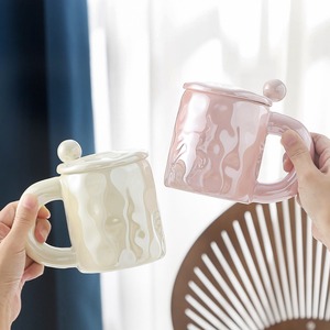 Nuovo smalto di <span class=keywords><strong>perle</strong></span> fuso acqua creativa nicchia Design per <span class=keywords><strong>la</strong></span> casa ceramica caffè e piattino tazza da tè con coperchio cucchiaio - Product Image 3