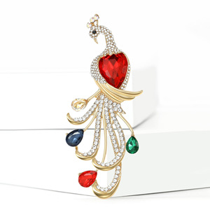 Broche Paon 2026, Style Ethnique Vintage Tendance, Plaqué Or Rose avec Strass, en Alliage pour Enfants, Mariage et Fiançailles - Product Image 4