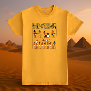 T-shirt Ancient Rock, design jaune, style égyptien, thème musical, unisexe, taille adulte M - Product Image 3