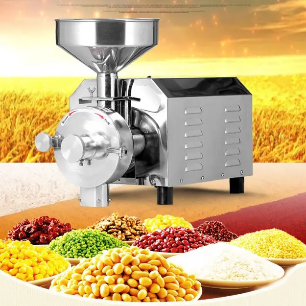 Hr2200 moedor de farinha, máquina para produção de farinha, moedor de trigo personalizado, energia para vendas de alimentos, suporte para vídeo, máquina de moinho de aço inoxidável