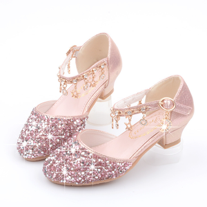 Zapatos de Tacón Alto para Niñas, Zapatos de Vestir para Fiesta de Boda de Princesa, Zapatos Infantiles con Lentejuelas para Actuaciones - Product Image 1