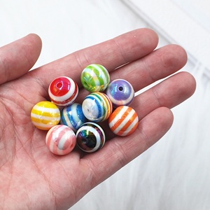 Cuentas Sueltas Acrílicas de 15mm con Recubrimiento UV de Colores, Diseño Redondo Impreso para Joyería DIY, Bolígrafos con Cuentas, Accesorios para Cadenas de Teléfono - Product Image 5