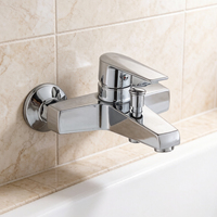 Mitigeur de douche mural avec finition chromée et jet de pluie, robinet de baignoire en alliage de zinc pour lavabo, idéal pour la maison et l'appartement