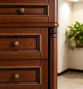 Commode traditionnelle en bois massif avec 5 tiroirs, meuble de rangement antique pour chambre à coucher, décoration intérieure - Product Image 2