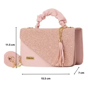 Bolso de Hombro de Microfibra Fana Natalia Pink Petal de 7 Pulgadas con Borlas Estilo Vintage para Mujer - Product Image 1