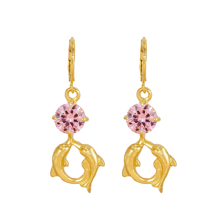 Personalized Pink Rhinestone Copper Earrings Low