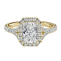Bague de fiançailles en or massif 10K 14K 18K avec diamant de laboratoire taille radiant 1 carat, halo et pavé, certifiée IGI CVD/HPHT