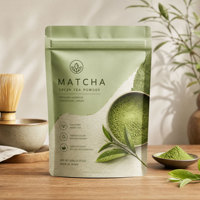 Sachet d'emballage personnalisé pour poudre de matcha et poudre de boisson, qualité alimentaire, imprimé numériquement, avec fermeture éclair et film barrière, pour stockage