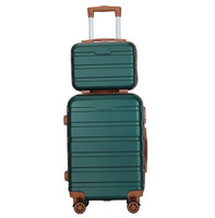 Valise de voyage moderne orange en ABS pour jeunes, ensemble de 2 valises de cabine 20 pouces à roulettes pivotantes pour filles